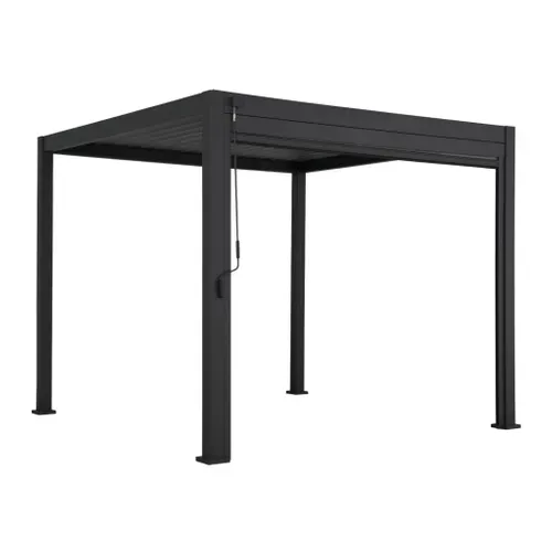 Pergola Avec Store Bioclimatique Aluminium Et Textilène Triomphe Anthracite 3x3 M Lames Orientables