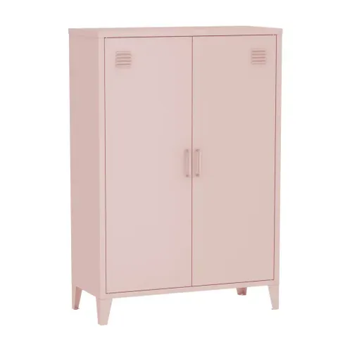 Commode/armoire En Métal Rose. 2 Espaces De Rangement. Casiers