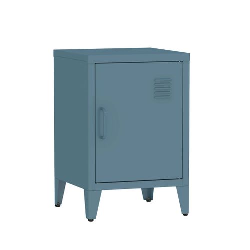 Table De Chevet En Acier Bleu. 1 Porte. Casier. Chambre Enfant