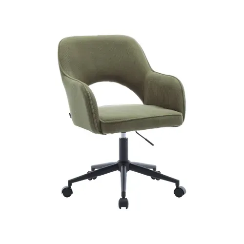 Chaise De Bureau à Roulettes Velours Côtelé Kaki. L 60 X P 62 X H 89 / 99cm