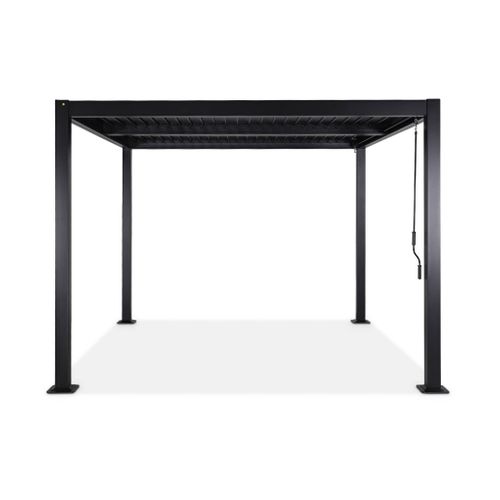 Pergola Bioclimatique Noire. Aluminium Et Acier. 3x3m. Lames Orientables