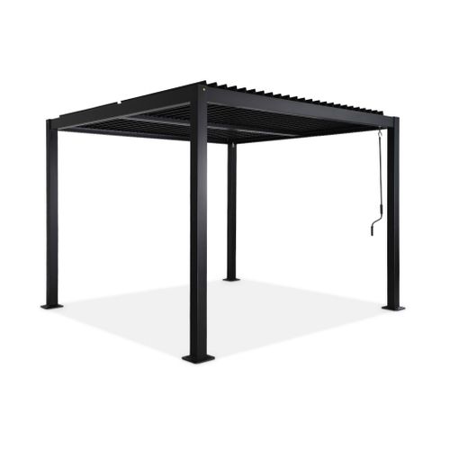 Pergola Bioclimatique Noire. Aluminium Et Acier. 3x3m. Lames Orientables