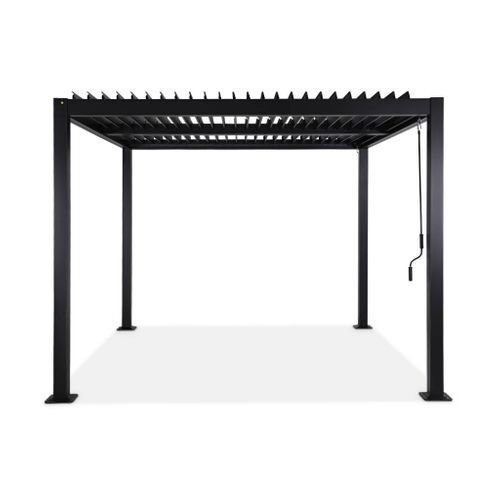 Pergola Bioclimatique Noire. Aluminium Et Acier. 3x3m. Lames Orientables