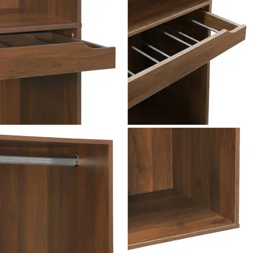 Module Dressing Avec Penderie Et Porte-pantalons. Noyer. Panneaux Stratifiés