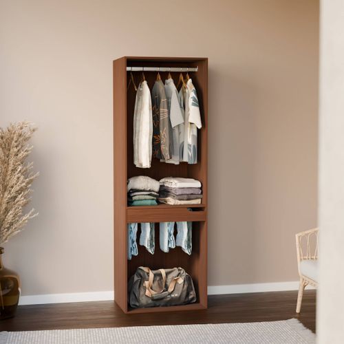 Module Dressing Avec Penderie Et Porte-pantalons. Noyer. Panneaux Stratifiés