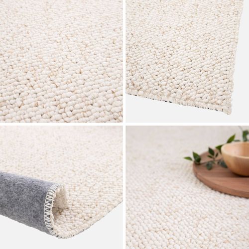 Tapis Intérieur Bouclette Crème Effet Chiné 120x170cm