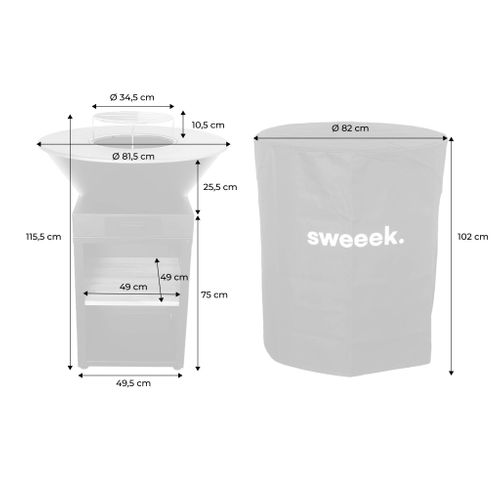 Braséro Barbecue Ø81.5cm Avec Grille De Cuisson. Espace De Stockage + Housse