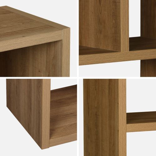 Etagère Bibliothèque Asymétrique 5 Niveaux 10 Compartiments. Casiers. Effet Bois De Manguier. L