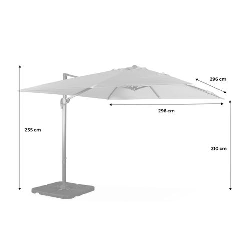 Parasol Déporté Carré Ecru 3x3m Structure Effet Bois + Lot De 4 Dalles à Lester 50x50cm