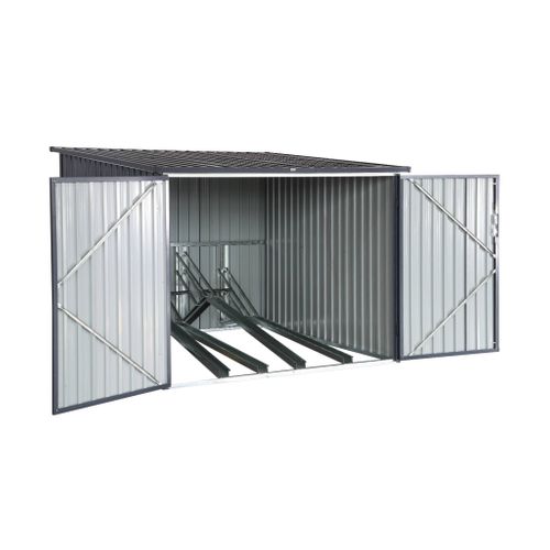 Abri à Vélo. Rangement 4 Vélos. Gris En Acier Galvanisé. L 203 X P 198 X H 157 Cm