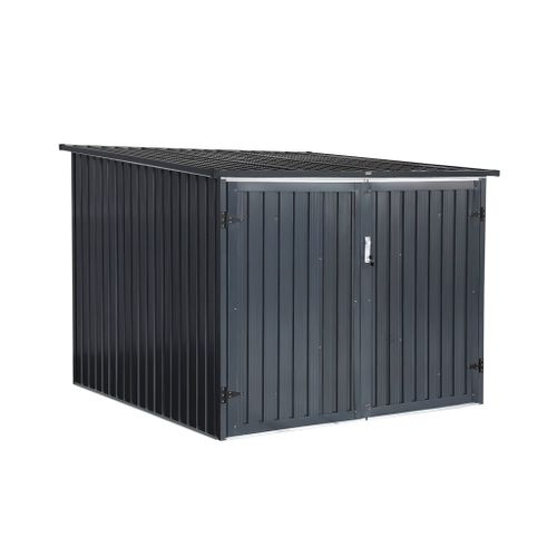 Abri à Vélo. Rangement 4 Vélos. Gris En Acier Galvanisé. L 203 X P 198 X H 157 Cm