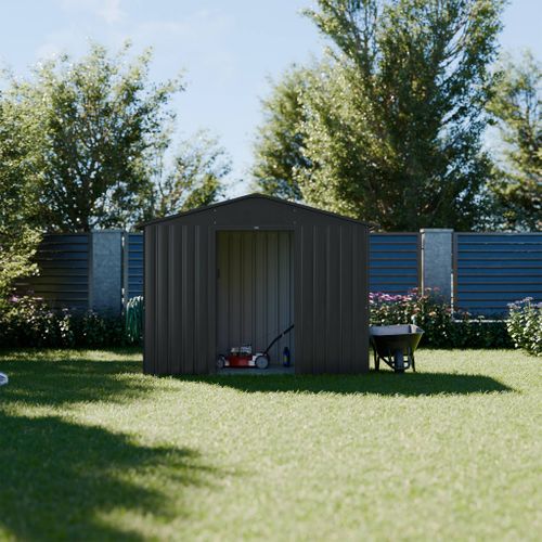 Abri De Jardin En Métal - Houtland. 2.71 M² Anthracite - Cabane à Outils Avec Double Portes