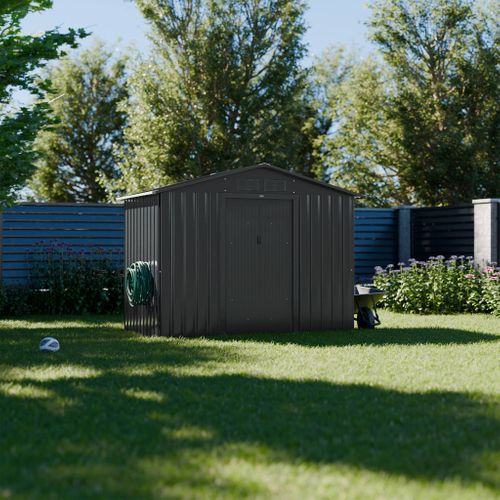 Abri De Jardin En Métal - Houtland. 2.71 M² Anthracite - Cabane à Outils Avec Double Portes