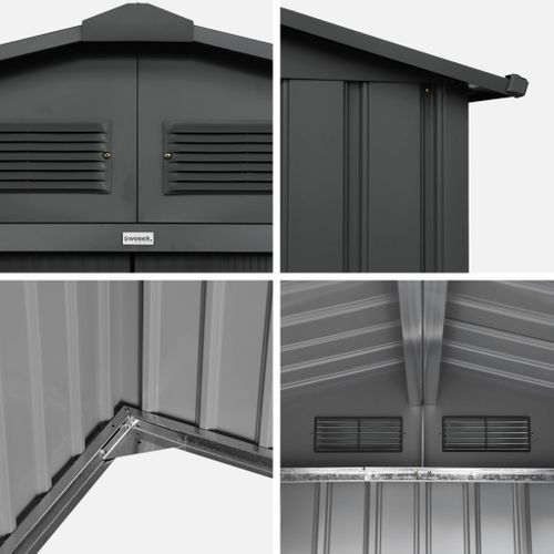 Abri De Jardin En Métal - Houtland. 2.71 M² Anthracite - Cabane à Outils Avec Double Portes