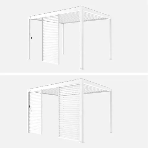 Persienne 100cm Pour Pergola Bioclimatique Triomphe. Côté 3m. Panneau Brise Vue. Aluminium. Blanc