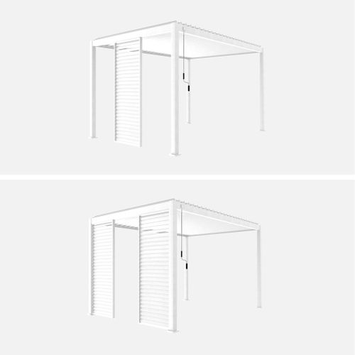Persienne 100cm Pour Pergola Bioclimatique Triomphe. Côté 3m. Panneau Brise Vue. Aluminium. Blanc