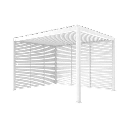 Persienne 100cm Pour Pergola Bioclimatique Triomphe. Côté 3m. Panneau Brise Vue. Aluminium. Blanc
