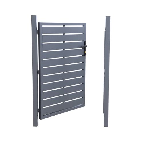 Portillon De Jardin 100 X 146 Cm En Aluminium Anthracite Avec Serrure Et Poignée. Anthracite.