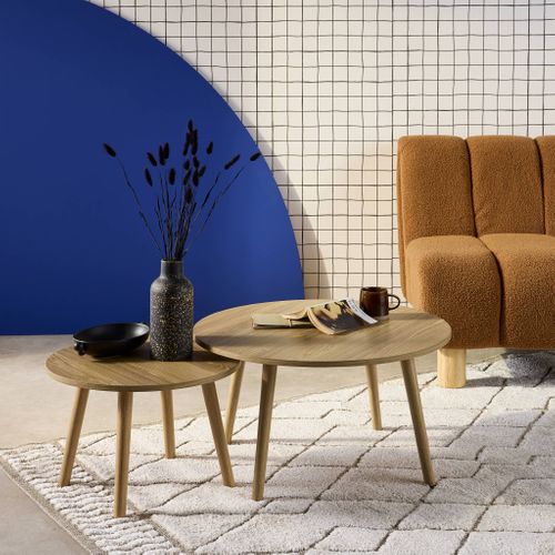 Lot De 2 Tables Basses Rondes Effet Frêne Népal
