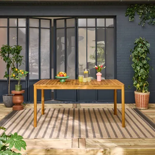 Table De Jardin Senora Acacia Naturel Avec Coins Arrondis. 8 Places. 160 X 90 X 75 Cm