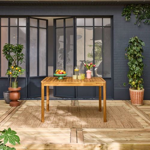 Table De Jardin Senora Acacia Naturel Avec Coins Arrondis. 6 Places. 120 X 80 X 75 Cm