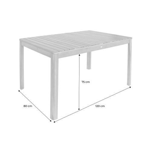 Table De Jardin Senora Acacia Naturel Avec Coins Arrondis. 6 Places. 120 X 80 X 75 Cm