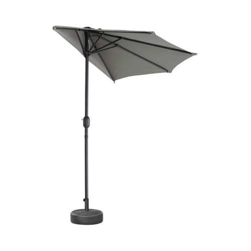 Demi-parasol De Balcon D.250cm – Calvi – Droit. Mât Central En Aluminium Avec Manivelle