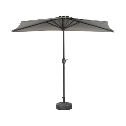 Demi-parasol De Balcon D.250cm – Calvi – Droit. Mât Central En Aluminium Avec Manivelle