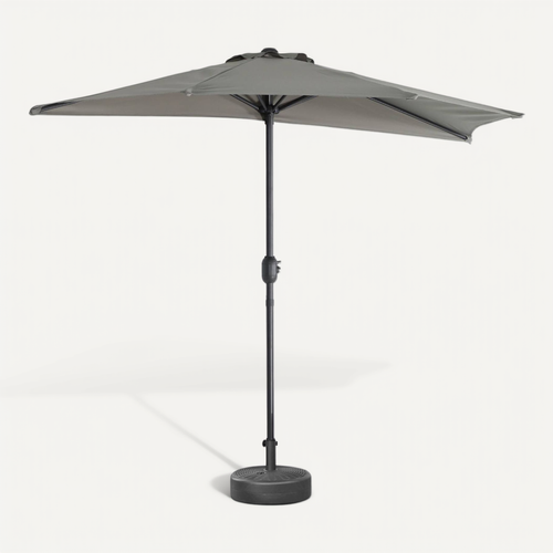 Demi-parasol De Balcon D.250cm – Calvi – Droit. Mât Central En Aluminium Avec Manivelle