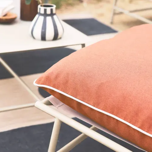 Salon De Jardin Acier Sofia Beige Et Terracotta. 4 Places. Table Rectangulaire