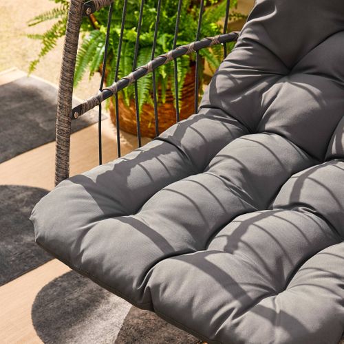 Fauteuil Oeuf Suspendu Anthracite Toscana Acier. Osier. Polyester. 105 X 105 X 196 Cm