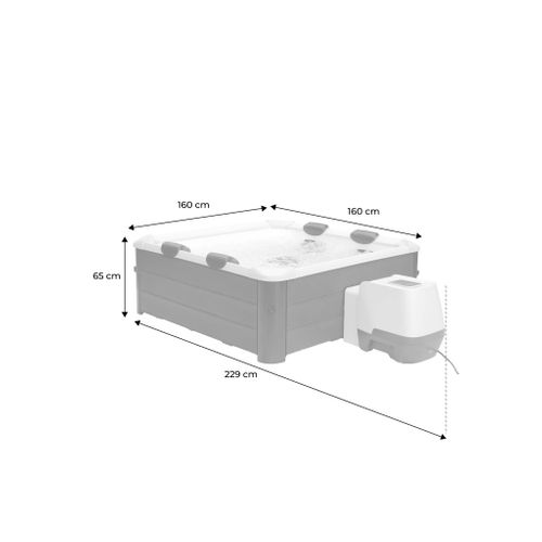 Spa Rigide 6 Places Hydromassages. 4 Coussins. Oslo Amber. L 160 X P 160 X H 65 Cm. Beige