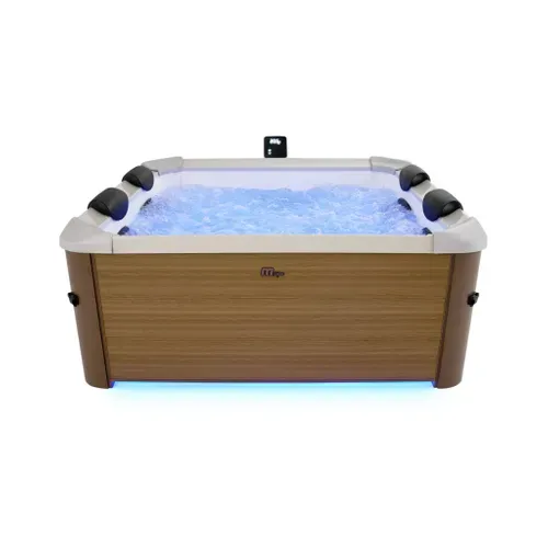 Spa Rigide 6 Places Hydromassages. 4 Coussins. Oslo Amber. L 160 X P 160 X H 65 Cm. Beige