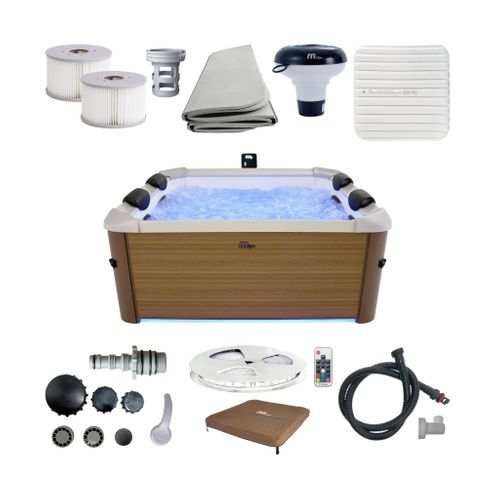 Spa Rigide 6 Places Hydromassages. 4 Coussins. Oslo Amber. L 160 X P 160 X H 65 Cm. Beige