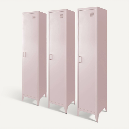 Armoire Chambre Enfant En Acier Rose. 4 Espaces De Rangement. Casier. L 38 X P 38 X H 180 Cm