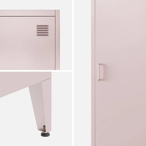 Armoire Chambre Enfant En Acier Rose. 4 Espaces De Rangement. Casier. L 38 X P 38 X H 180 Cm