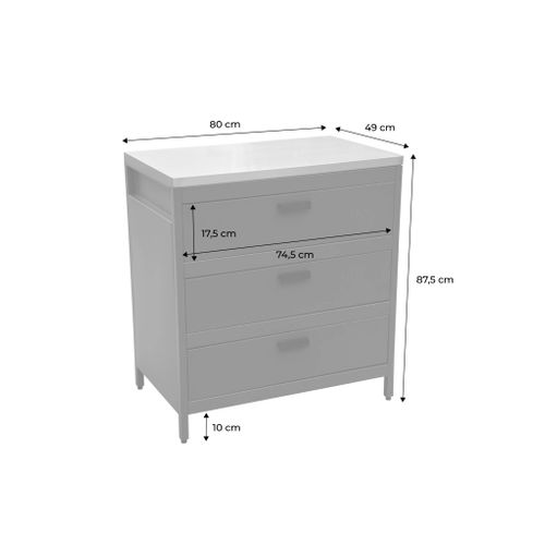 Cuisine D'extérieure En Acier Noir Avec 3 Tiroirs L80cm