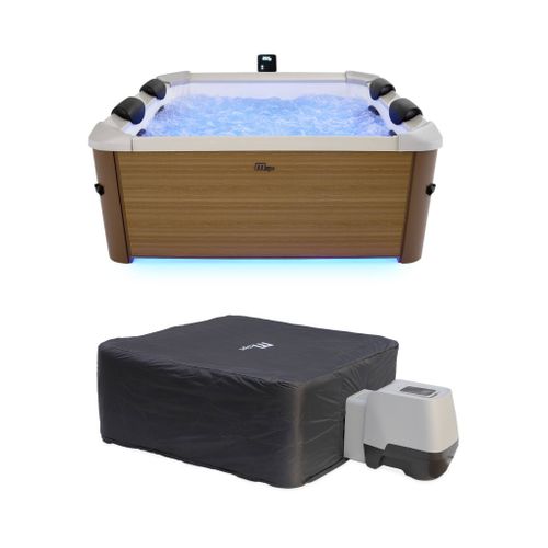 Spa Rigide 6 Places Hydromassages. 4 Coussins Avec Housse De Protection. Oslo Amber. Beige.