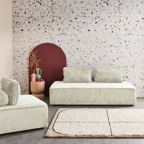 Ensemble Chauffeuses Lao Pour Canapé Modulable En Velours Côtelé 3 Places Crème