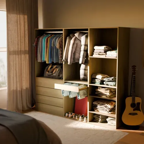 Kit Dressing Modulable Avec 3 éléments. étagères. Tiroirs. Penderie. Porte Pantalons. Coloris