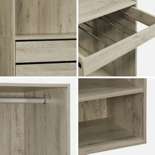 Kit Dressing Modulable Avec 3 éléments. étagères. Tiroirs. Penderie. Porte Pantalons. Coloris