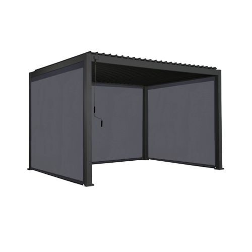 Pergola Bioclimatique En Aluminium. Lames Orientables 3x4m + 2 Stores 3m + 1 Store 4m Triomphe