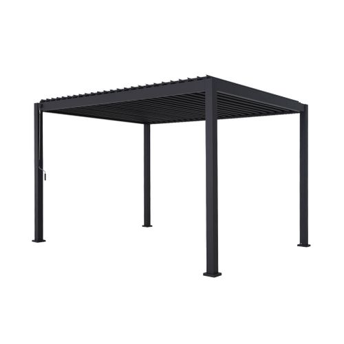 Pergola Bioclimatique En Aluminium. Lames Orientables 3x4m + 2 Stores 3m + 1 Store 4m Triomphe