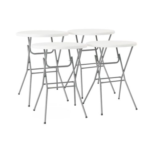 Lot De 4 Tables De Réception. Tables Mange Debout Pliantes Acier Blanc