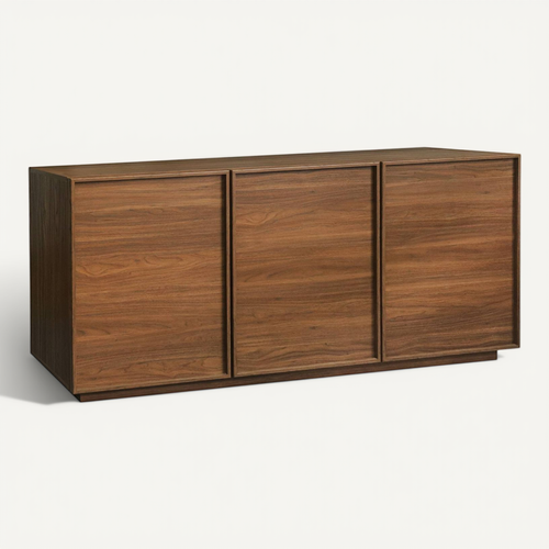 Buffet Effet Bois 3 Portes Noyer L 160 X P 43 X H 75cm - Kuba