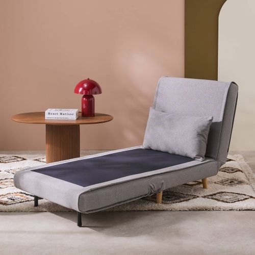 Chauffeuse Convertible Tissu Piétement Bois 1 Place Gris Guest