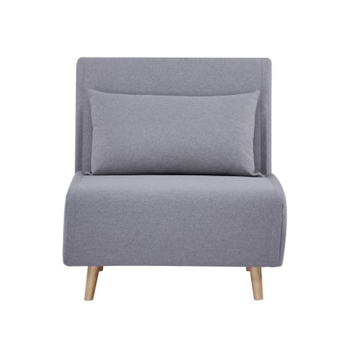 Chauffeuse Convertible Tissu Piétement Bois 1 Place Gris Guest