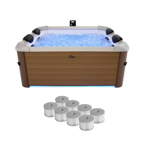 Spa Rigide 6 Places Hydromassages. 4 Coussins + 8 Filtres. Oslo Amber. Beige. L 160 X P 160 X H 65