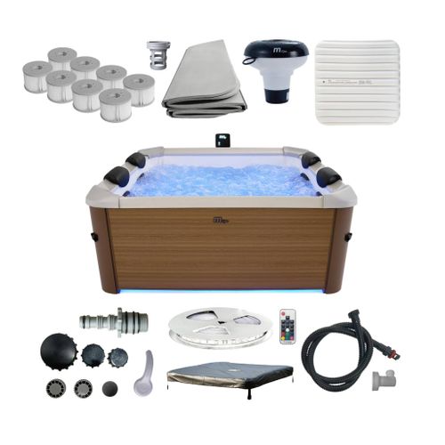 Spa Rigide 6 Places Hydromassages. 4 Coussins + 8 Filtres. Oslo Amber. Beige. L 160 X P 160 X H 65