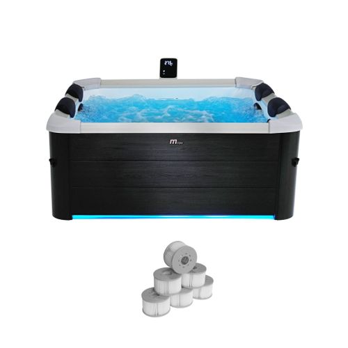 Spa Rigide Mspa 6 Places 4 Coussins Hydromassages. 8 Filtres + Bâche Incluse 180 Cm X 65 Cm